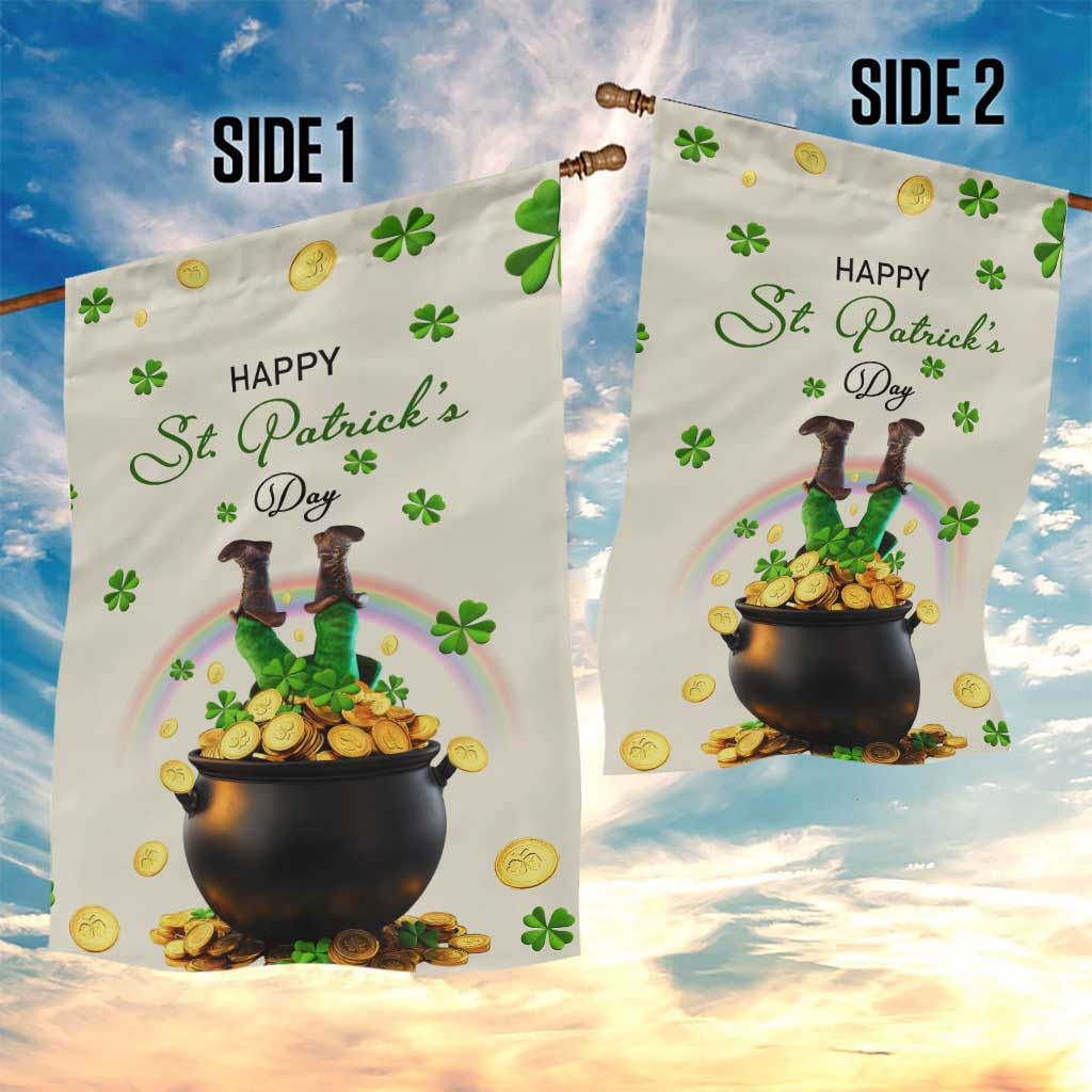Happy St. Patricks Day Garden Flag Lucky Leprechaun with Gold & Rainbow Yard Decor TS02 Print Your Wear