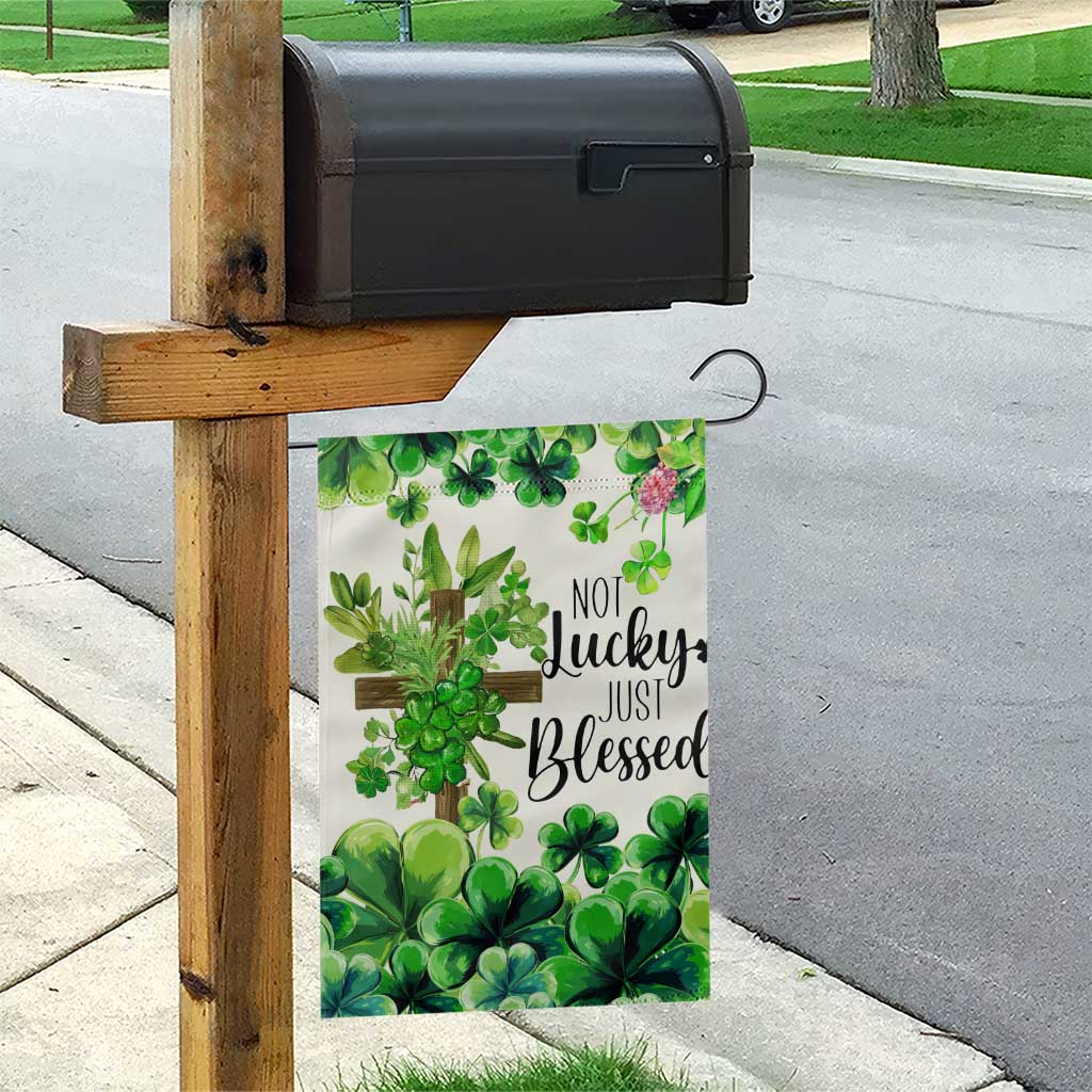 Christian St. Patricks Day Garden Flag Not Lucky Just Blessed Shamrocks & Cross TS02 Print Your Wear