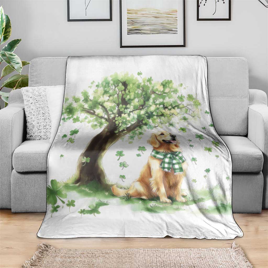 St. Patrick's Day Golden Retriever Welcome Throw Blanket Lucky Shamrocks Dog Lover TS02 Print Your Wear