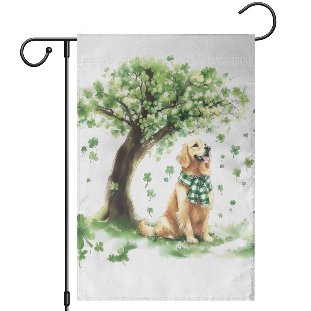 St. Patrick's Day Golden Retriever Welcome Garden Flag Lucky Shamrocks Dog Lover TS02 White Print Your Wear