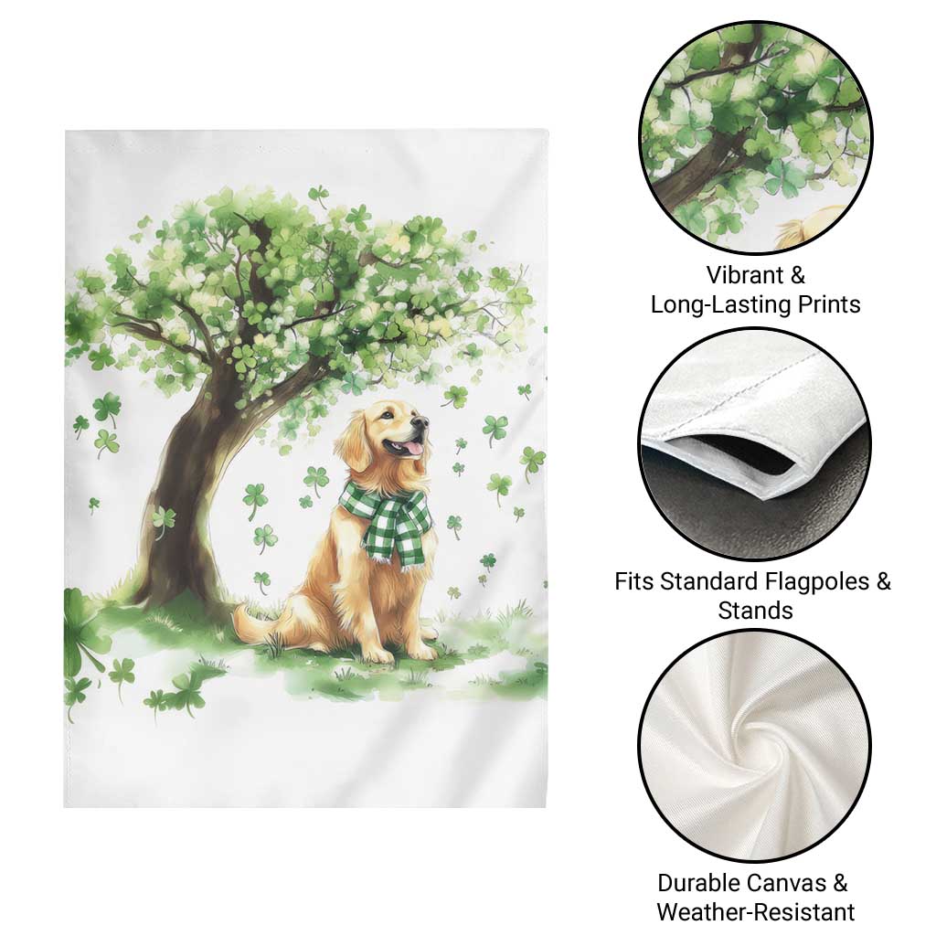 St. Patrick's Day Golden Retriever Welcome Garden Flag Lucky Shamrocks Dog Lover TS02 Print Your Wear