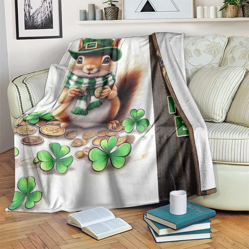 St. Patrick's Day Squirrel Leprechaun Welcome Throw Blanket Lucky Shamrocks Pot of Gold TS02 Print Your Wear