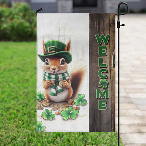 St. Patrick's Day Squirrel Leprechaun Welcome Garden Flag Lucky Shamrocks Pot of Gold TS02 Print Your Wear