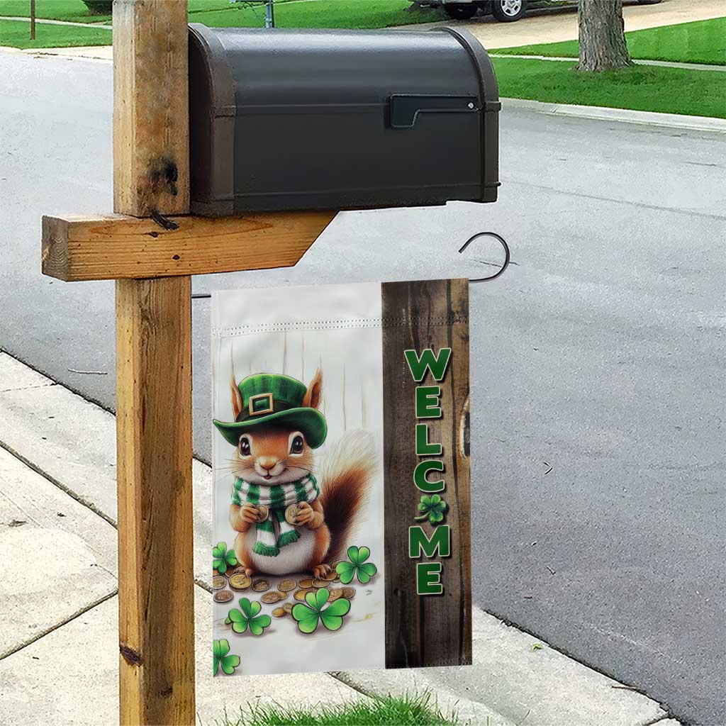 St. Patrick's Day Squirrel Leprechaun Welcome Garden Flag Lucky Shamrocks Pot of Gold TS02 Print Your Wear