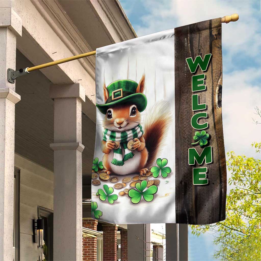 St. Patrick's Day Squirrel Leprechaun Welcome Garden Flag Lucky Shamrocks Pot of Gold TS02 Print Your Wear