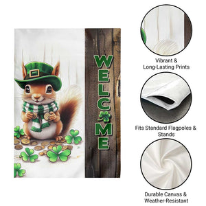 St. Patrick's Day Squirrel Leprechaun Welcome Garden Flag Lucky Shamrocks Pot of Gold TS02 Print Your Wear