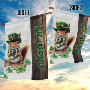 St. Patrick's Day Squirrel Leprechaun Welcome Garden Flag Lucky Shamrocks Pot of Gold TS02 Print Your Wear