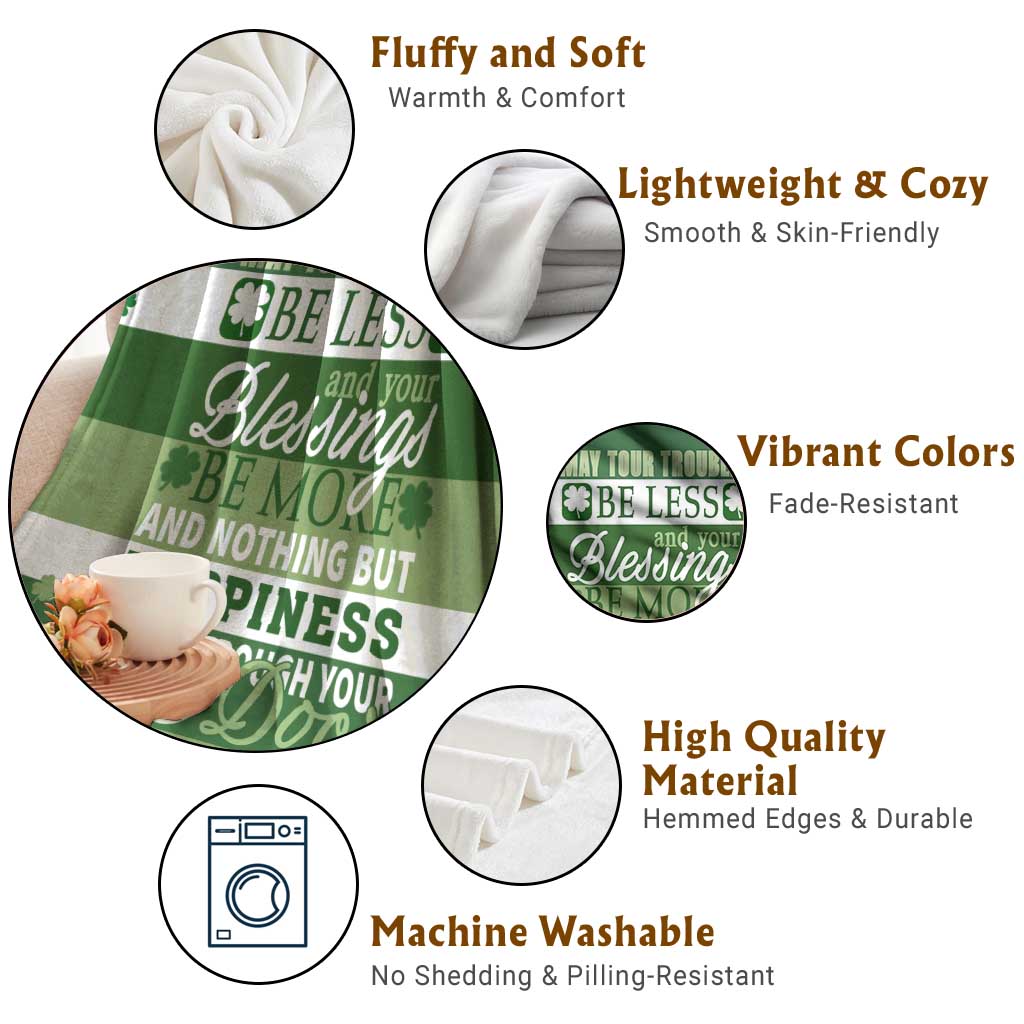 St. Patricks Day Blessings Throw Blanket Irish Shamrock Luck And Happiness Wishes Yard Decor TS02 Print Your Wear