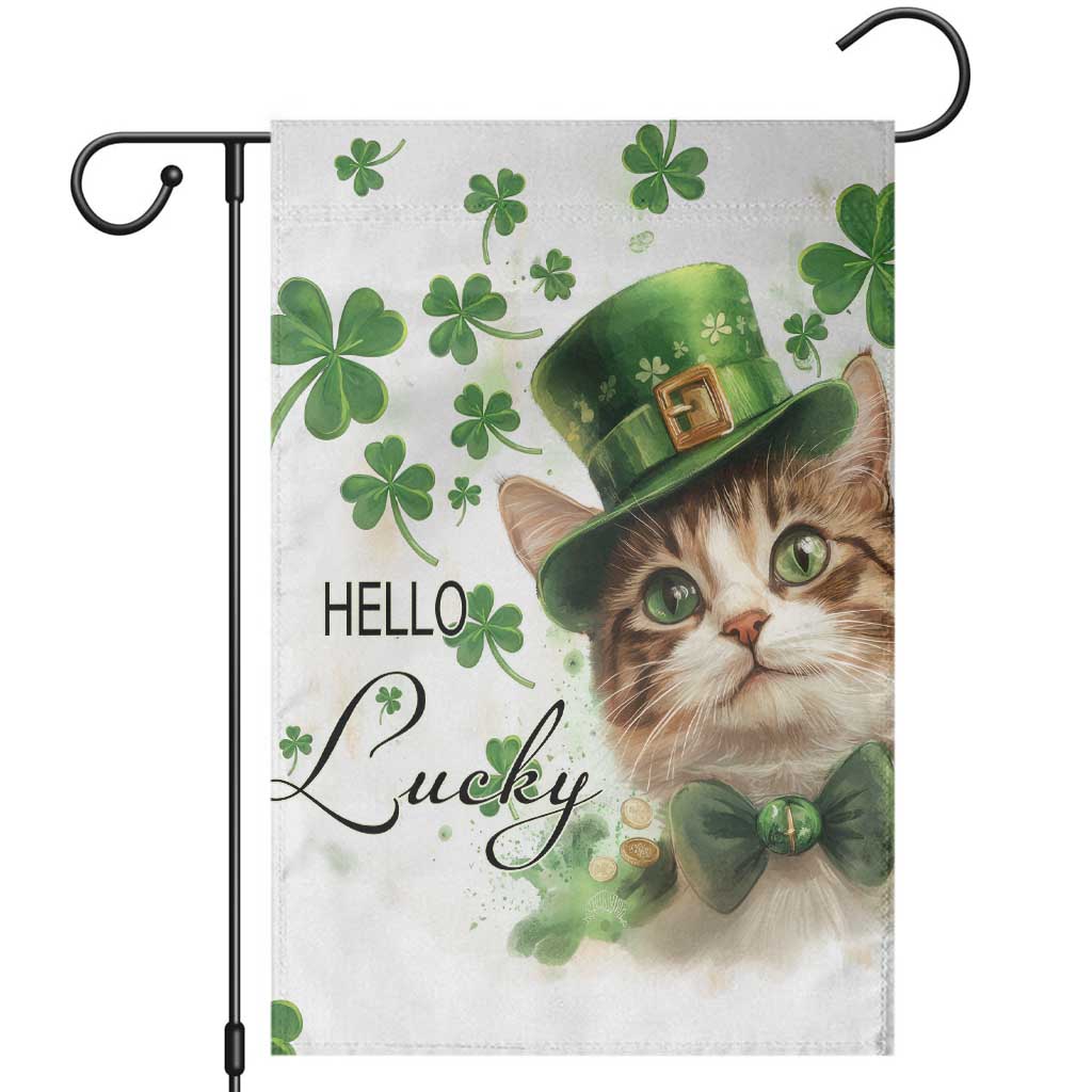 Hello Lucky Cute Cat Leprechaun Garden Flag St Patrick's Day Welcome Cats Lovers TS02 White Print Your Wear