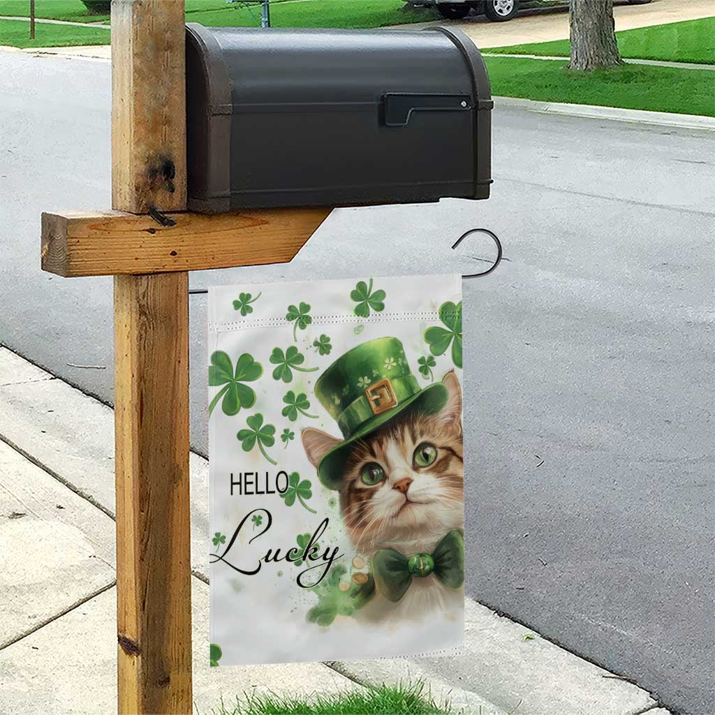 Hello Lucky Cute Cat Leprechaun Garden Flag St Patrick's Day Welcome Cats Lovers TS02 Print Your Wear