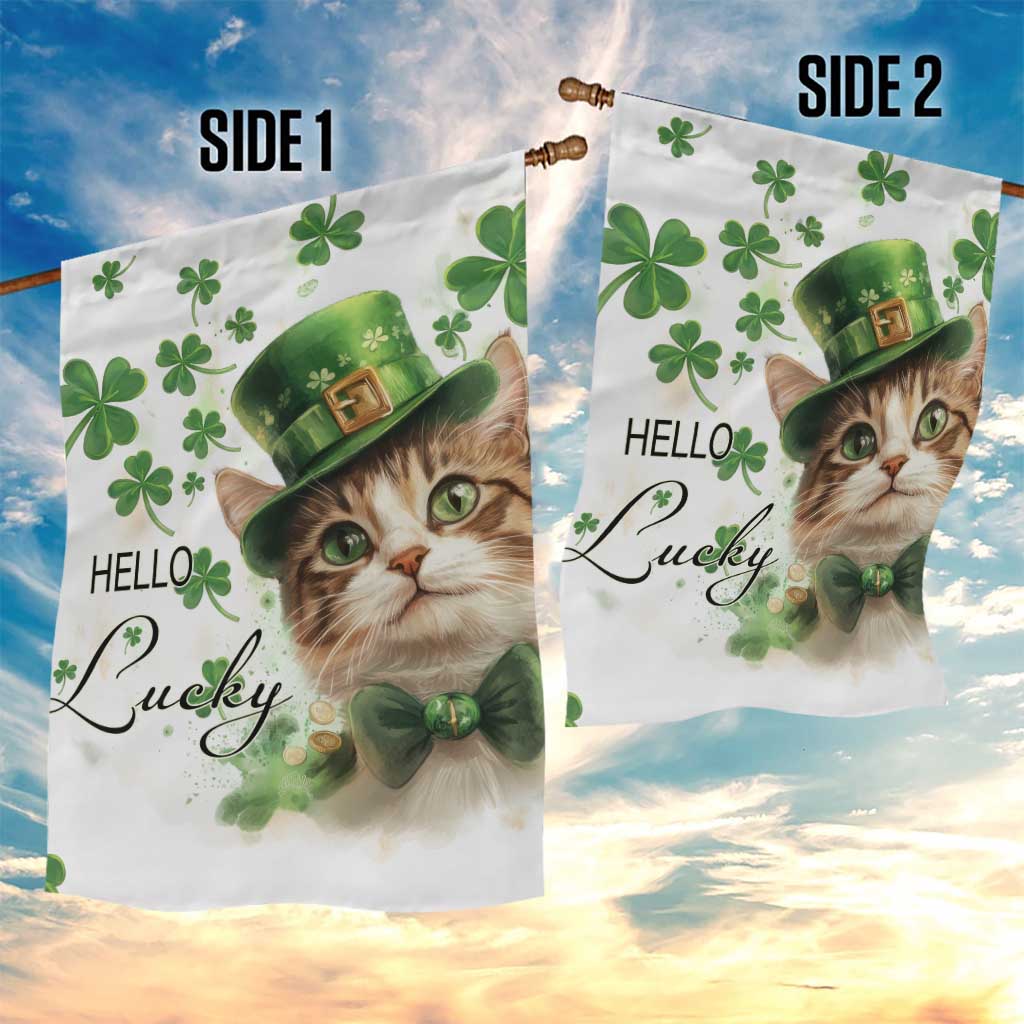 Hello Lucky Cute Cat Leprechaun Garden Flag St Patrick's Day Welcome Cats Lovers TS02 Print Your Wear