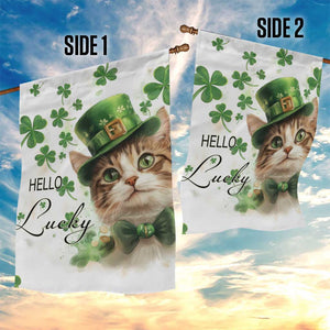 Hello Lucky Cute Cat Leprechaun Garden Flag St Patrick's Day Welcome Cats Lovers TS02 Print Your Wear
