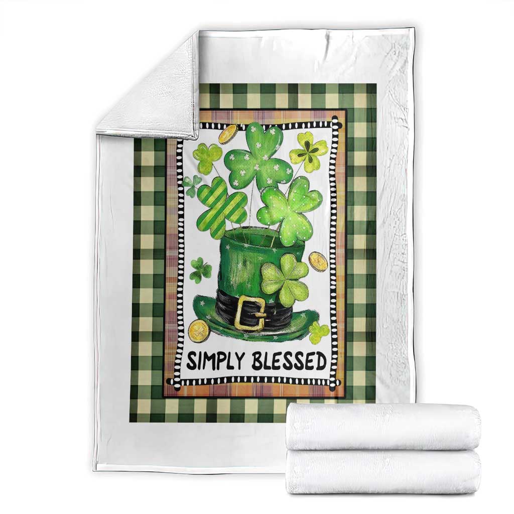 St Patricks Day Simply Blessed Throw Blanket Lucky Shamrock Leprechaun Green Buffalo Plaid TS02 Green Plaid Print Your Wear