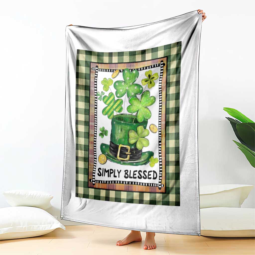 St Patricks Day Simply Blessed Throw Blanket Lucky Shamrock Leprechaun Green Buffalo Plaid TS02 Print Your Wear