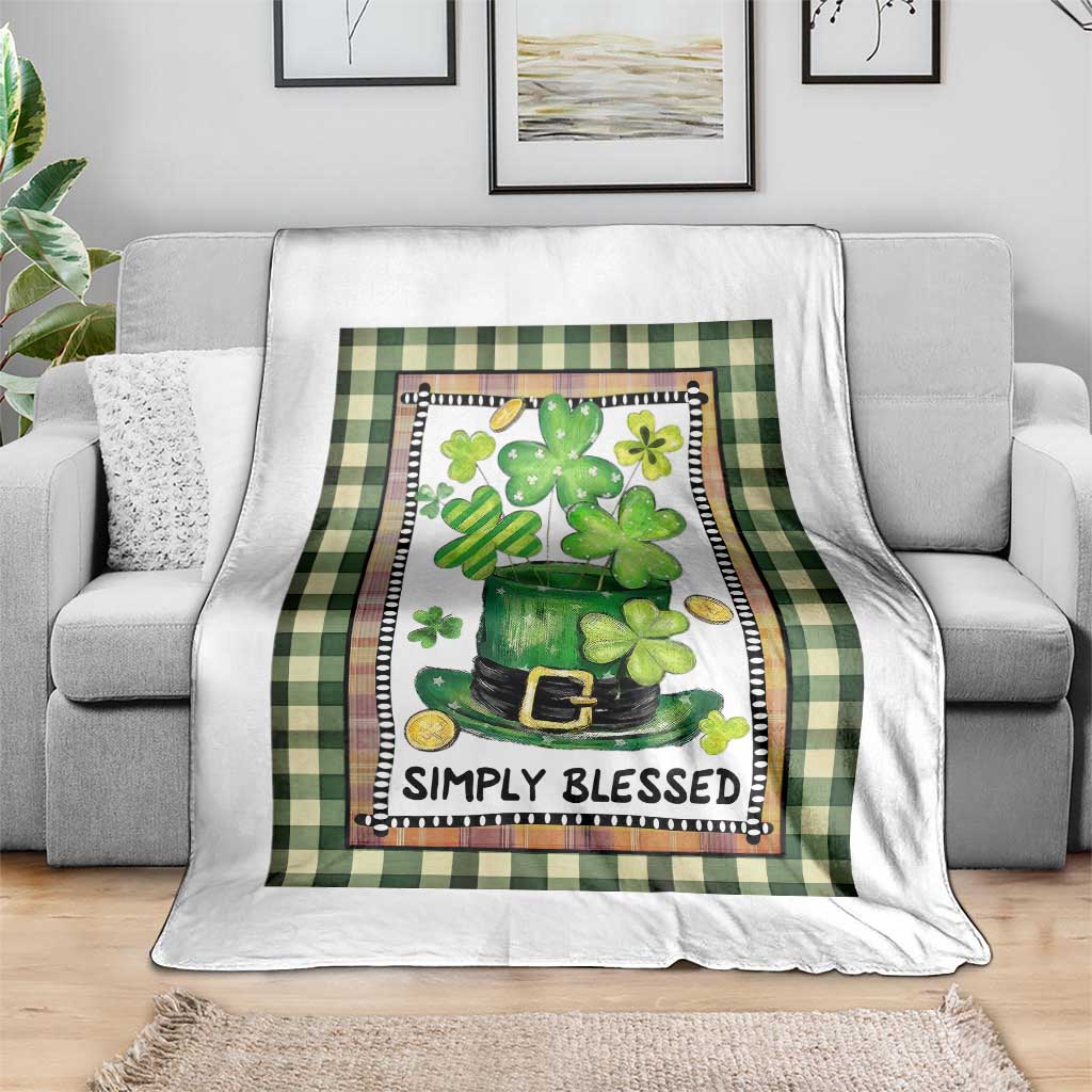 St Patricks Day Simply Blessed Throw Blanket Lucky Shamrock Leprechaun Green Buffalo Plaid TS02 Print Your Wear