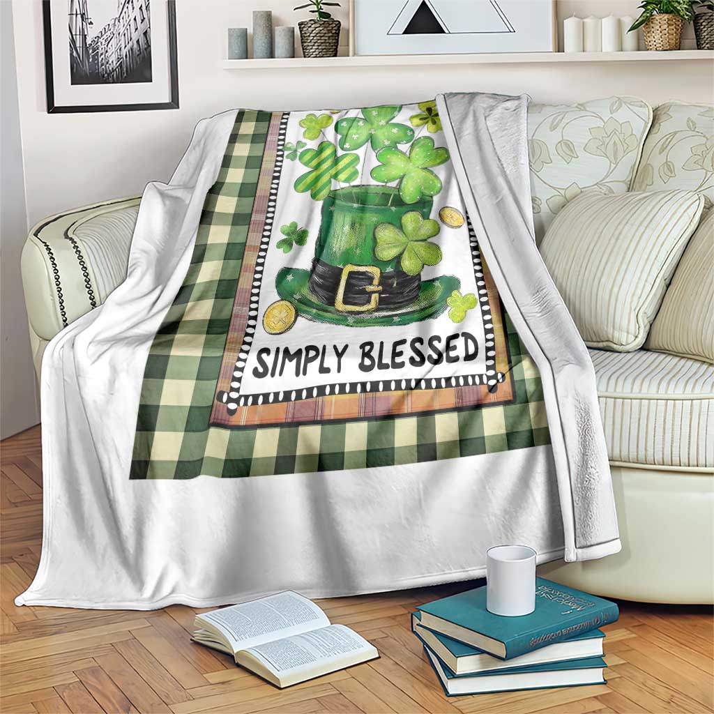 St Patricks Day Simply Blessed Throw Blanket Lucky Shamrock Leprechaun Green Buffalo Plaid TS02 Print Your Wear