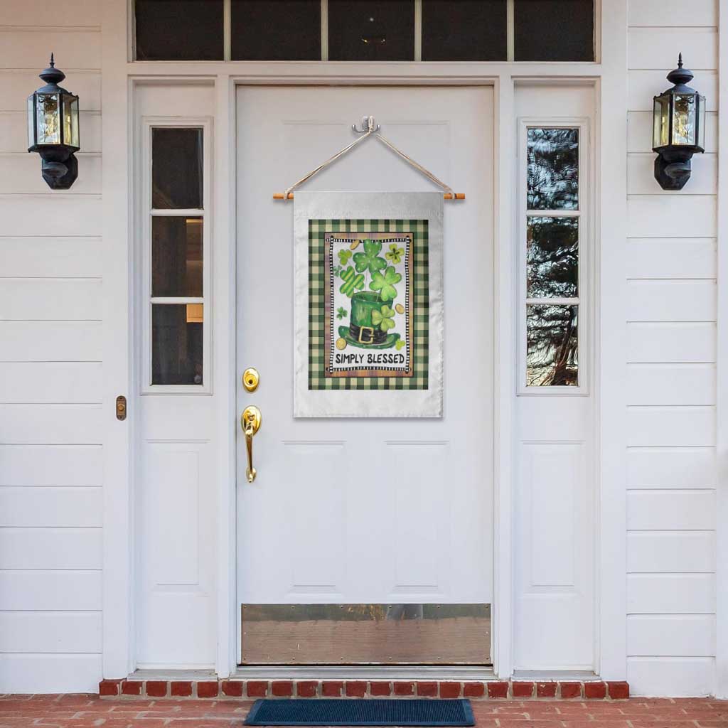 St Patricks Day Simply Blessed Garden Flag Lucky Shamrock Leprechaun Green Buffalo Plaid TS02 Print Your Wear