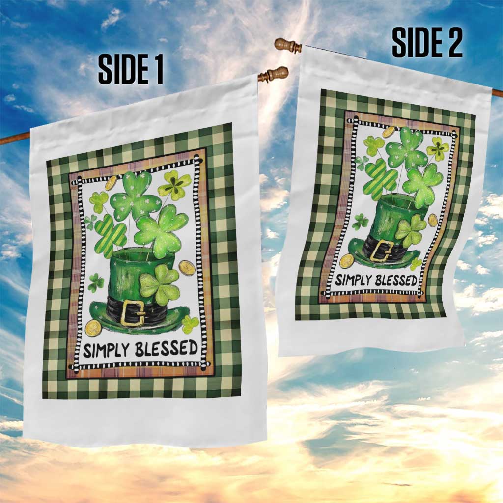 St Patricks Day Simply Blessed Garden Flag Lucky Shamrock Leprechaun Green Buffalo Plaid TS02 Print Your Wear
