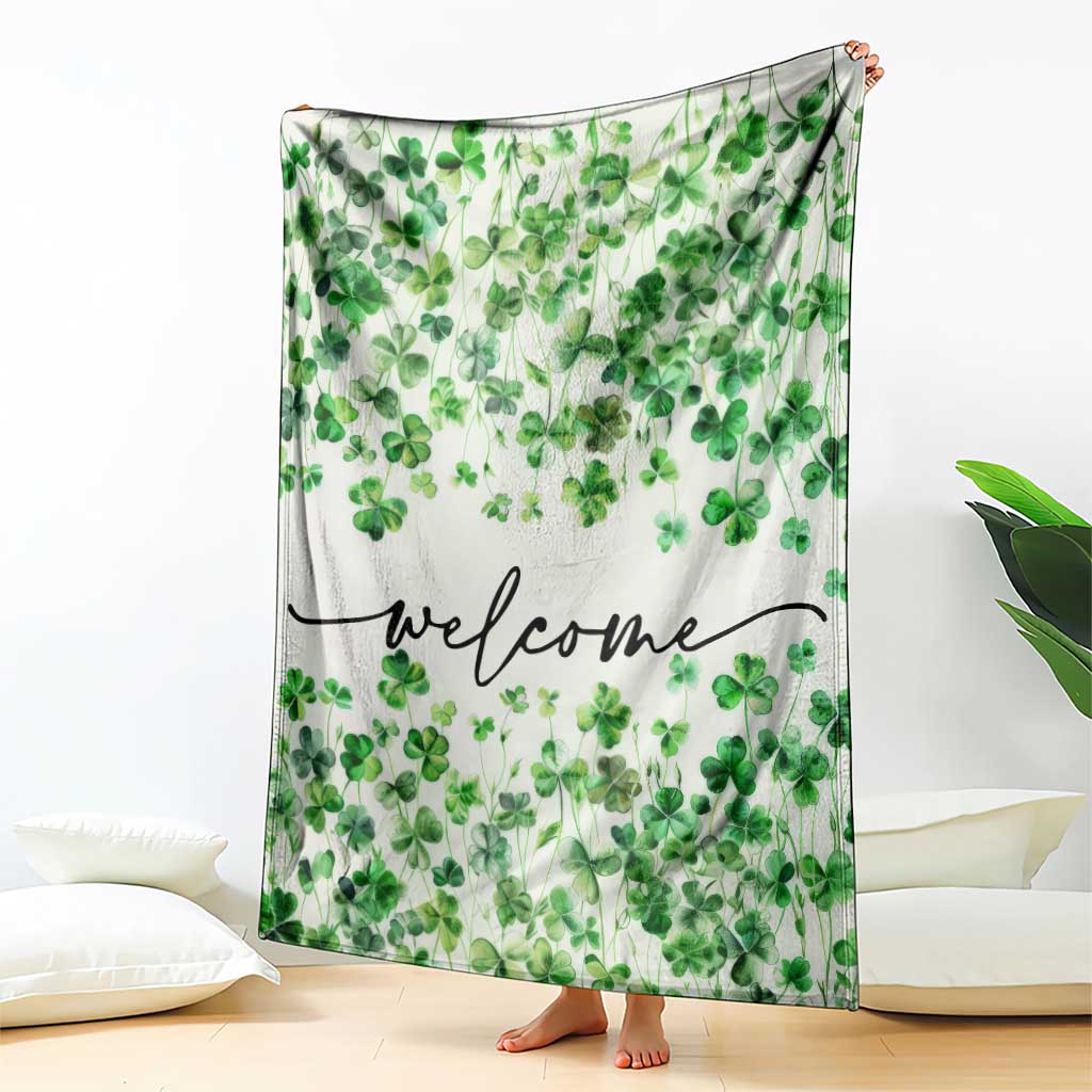 Lucky Shamrocks Welcome Throw Blanket Green Clovers St. Patrick's Day Minimalist TS02 Print Your Wear