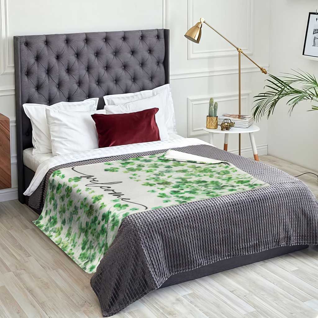 Lucky Shamrocks Welcome Throw Blanket Green Clovers St. Patrick's Day Minimalist TS02 Print Your Wear