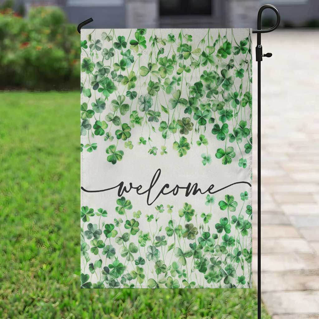 Lucky Shamrocks Welcome Garden Flag Green Clovers St. Patrick's Day Minimalist TS02 Print Your Wear
