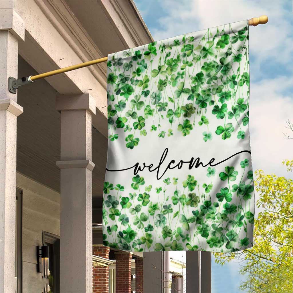 Lucky Shamrocks Welcome Garden Flag Green Clovers St. Patrick's Day Minimalist TS02 Print Your Wear