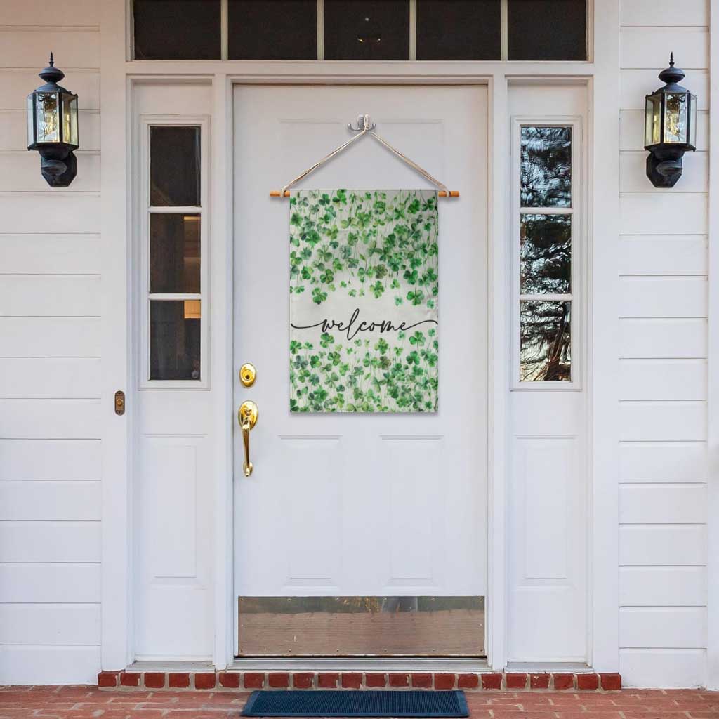 Lucky Shamrocks Welcome Garden Flag Green Clovers St. Patrick's Day Minimalist TS02 Print Your Wear