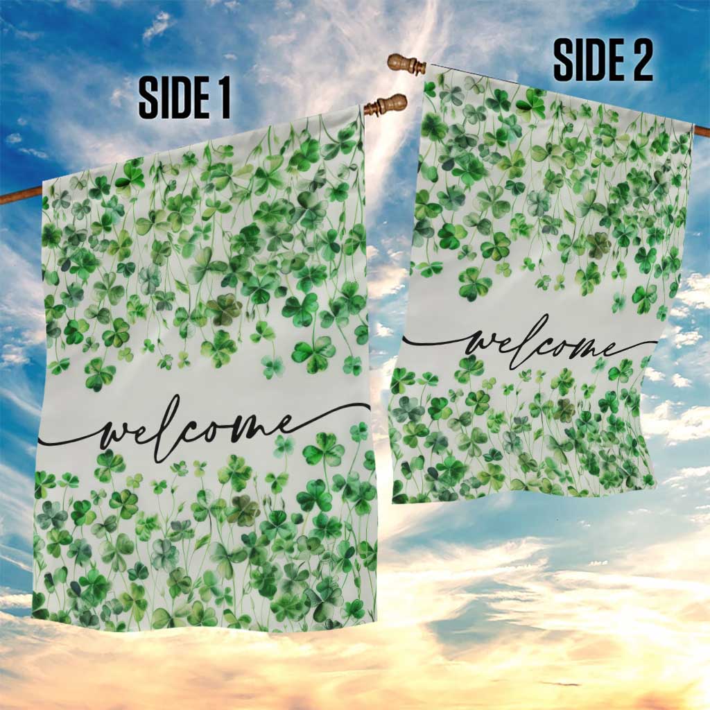 Lucky Shamrocks Welcome Garden Flag Green Clovers St. Patrick's Day Minimalist TS02 Print Your Wear