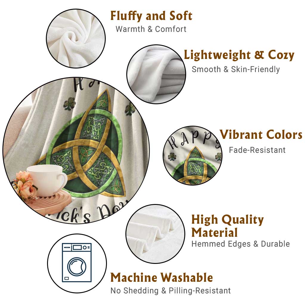 Celtic Knot Trinity Throw Blanket Happy St Patricks Day Lucky Shamrocks TS02 Print Your Wear