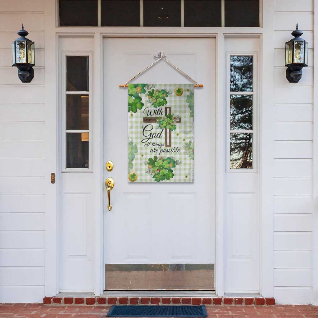 Religious St. Patricks Day Garden Flag With God All Things Are Possible Christian Bible Verse & Shamrocks TS02 Print Your Wear