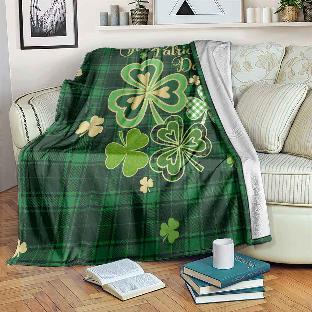 Green Buffalo Plaid Shamrock Throw Blanket Happy St. Patrick's Day Irish Home Yard Decoration TS02 Print Your Wear
