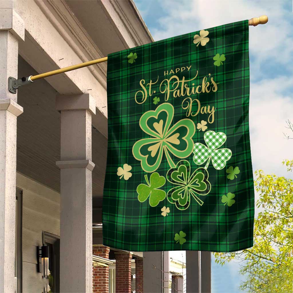 Green Buffalo Plaid Shamrock Garden Flag Happy St. Patrick's Day Irish Home Yard Decoration TS02 Print Your Wear