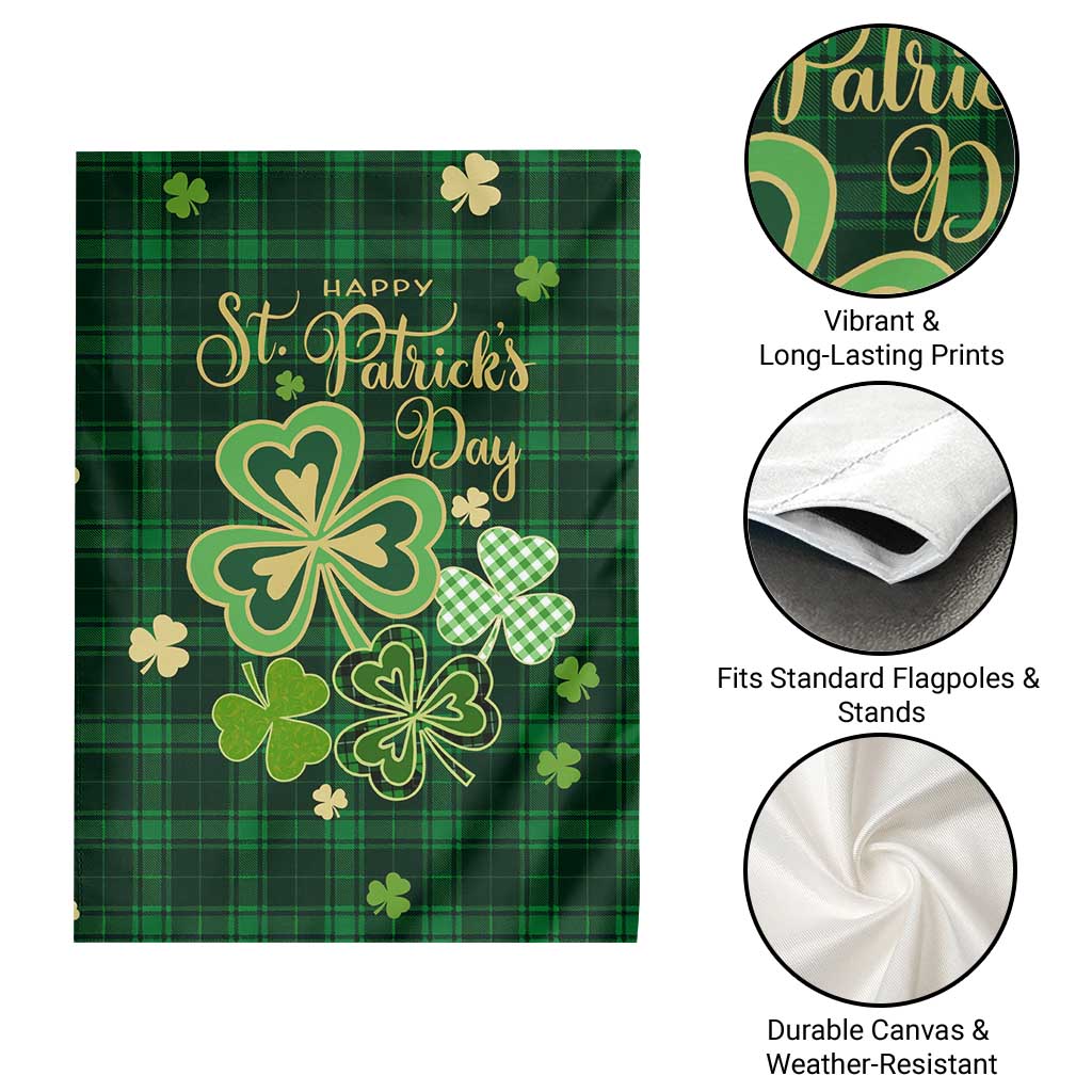 Green Buffalo Plaid Shamrock Garden Flag Happy St. Patrick's Day Irish Home Yard Decoration TS02 Print Your Wear
