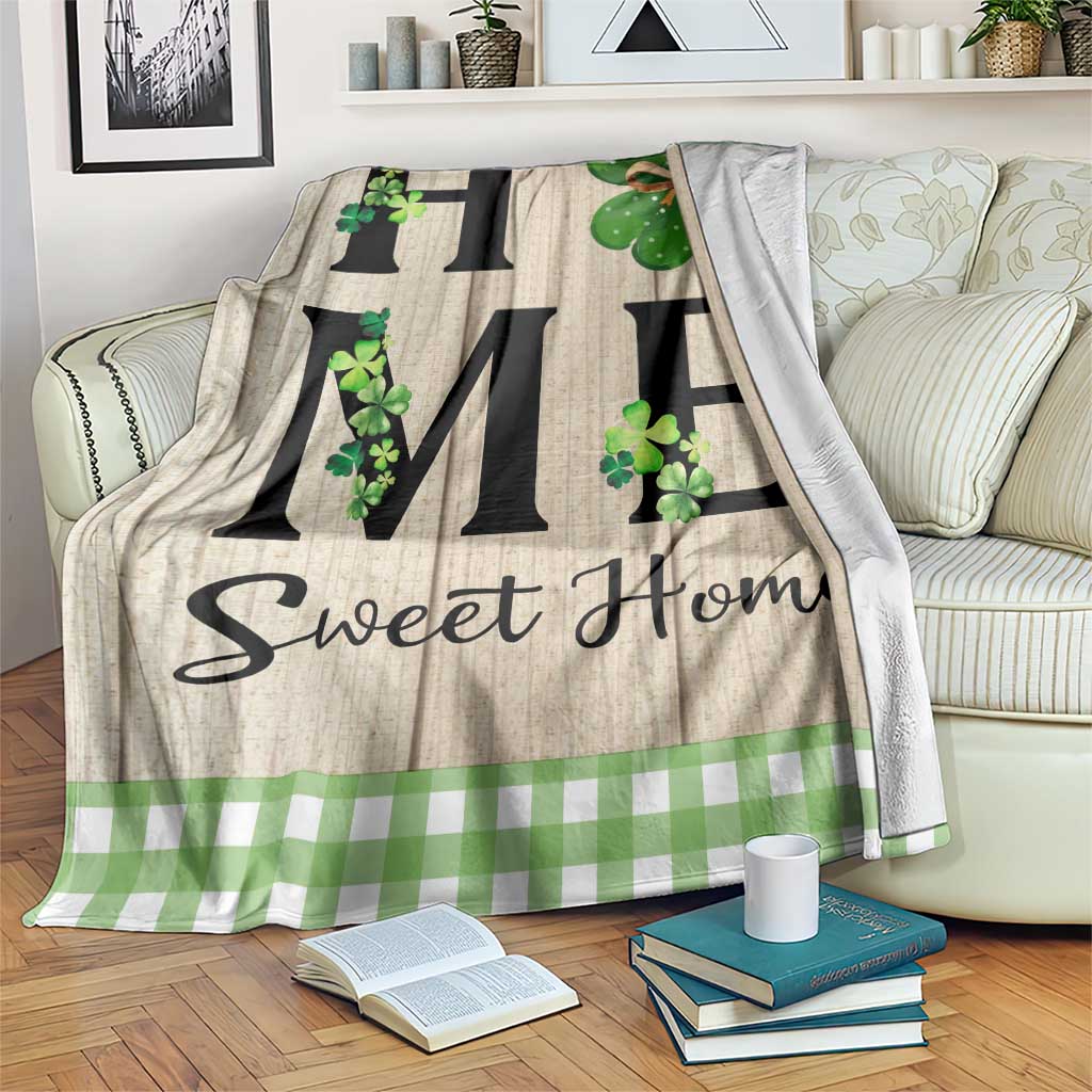 St Patricks Day Home Sweet Home Throw Blanket Lucky Shamrock Buffalo Plaid Holiday Yard Decor TS02 Print Your Wear