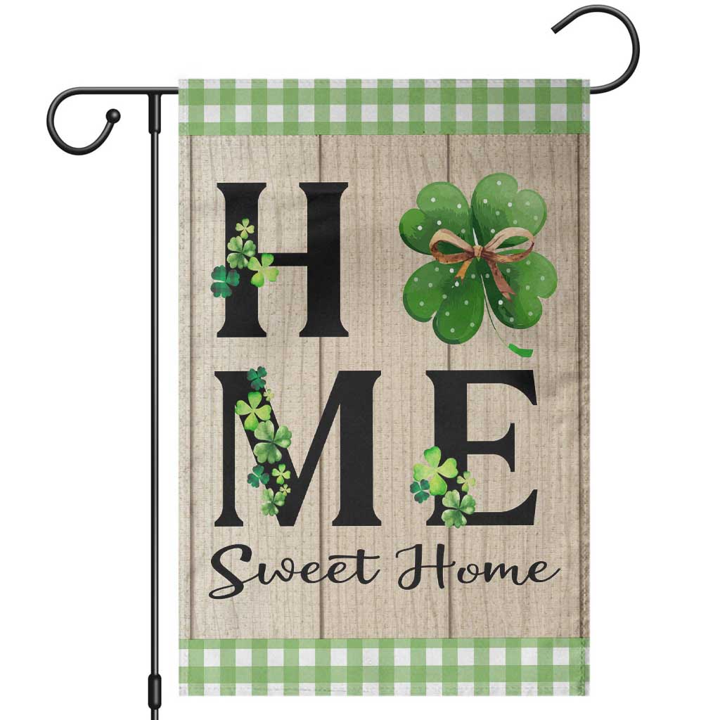 St Patricks Day Home Sweet Home Garden Flag Lucky Shamrock Buffalo Plaid Holiday Yard Decor TS02 Sand Print Your Wear
