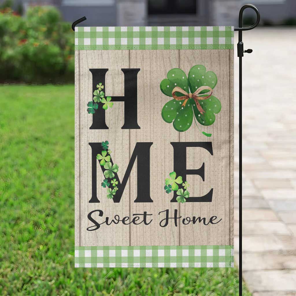 St Patricks Day Home Sweet Home Garden Flag Lucky Shamrock Buffalo Plaid Holiday Yard Decor TS02 Print Your Wear