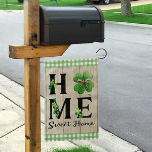 St Patricks Day Home Sweet Home Garden Flag Lucky Shamrock Buffalo Plaid Holiday Yard Decor TS02 Print Your Wear