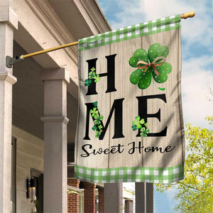 St Patricks Day Home Sweet Home Garden Flag Lucky Shamrock Buffalo Plaid Holiday Yard Decor TS02 Print Your Wear