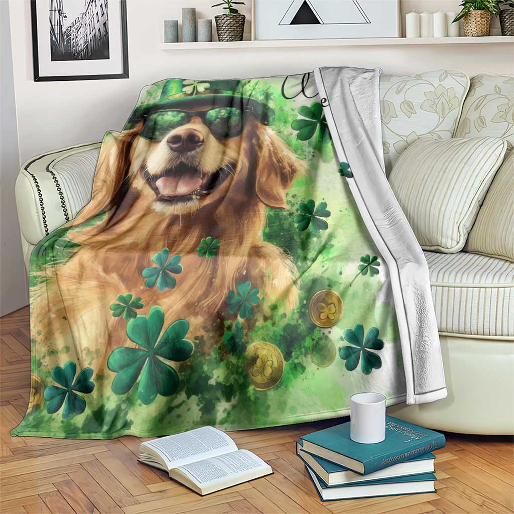 Lucky Golden Retriever Welcome Throw Blanket Happy St Patricks Day TS02 Print Your Wear