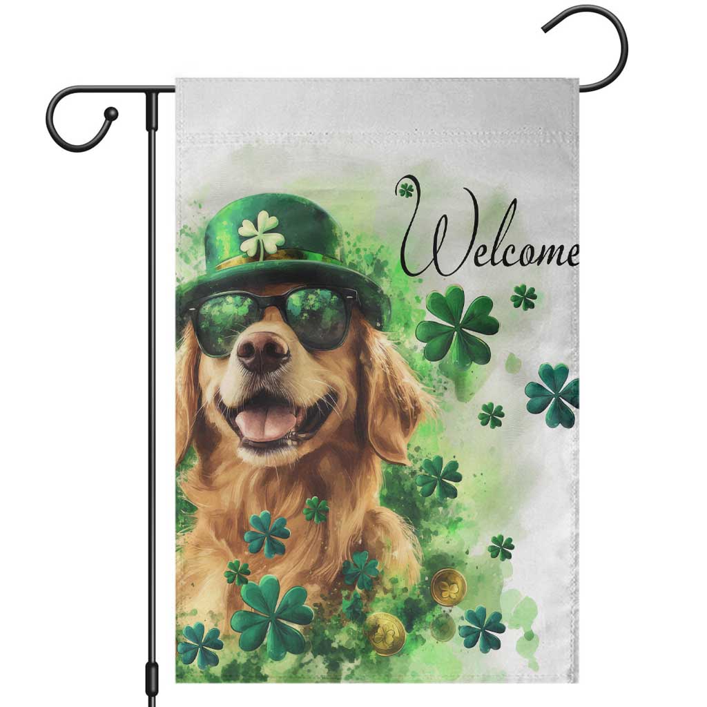 Lucky Golden Retriever Welcome Garden Flag Happy St Patricks Day TS02 White Print Your Wear