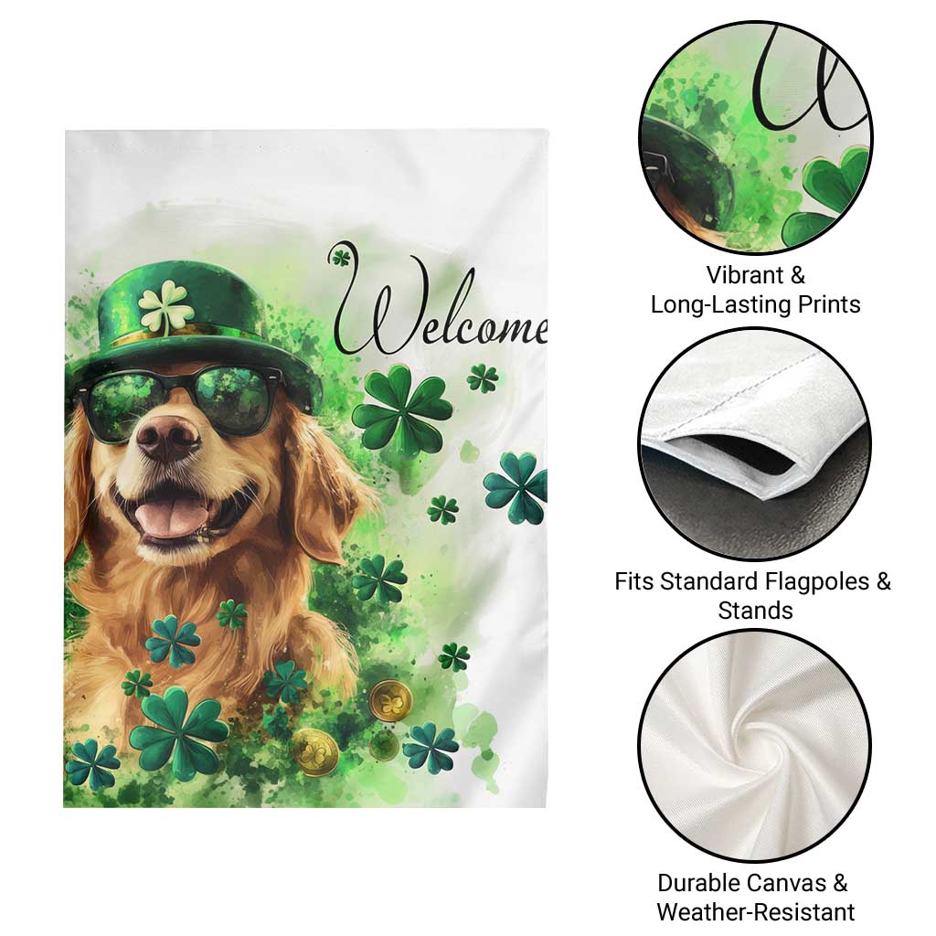 Lucky Golden Retriever Welcome Garden Flag Happy St Patricks Day TS02 Print Your Wear