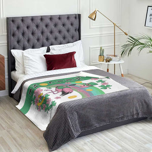 St Patricks Day Flamingo Welcome Throw Blanket Lucky Shamrock Leprechaun TS02 Print Your Wear