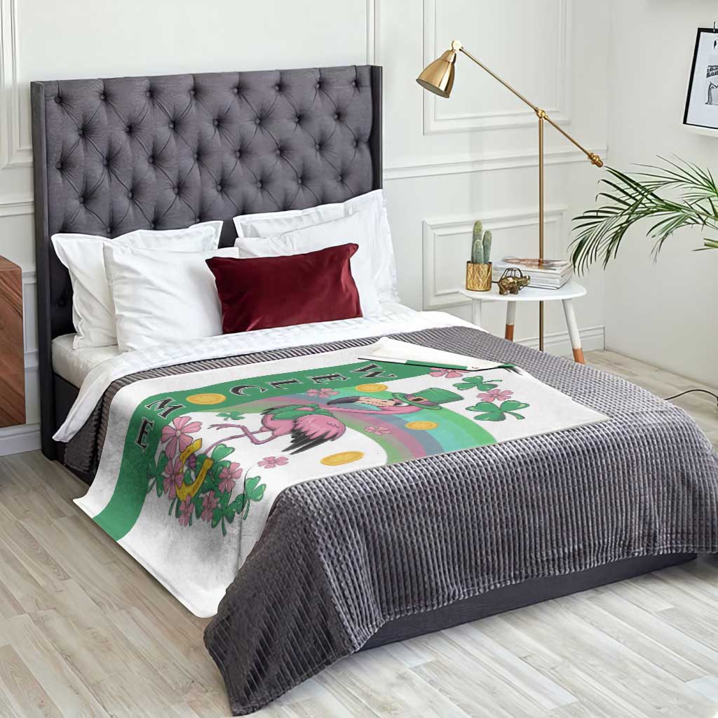 St Patricks Day Flamingo Welcome Throw Blanket Lucky Shamrock Leprechaun TS02 Print Your Wear