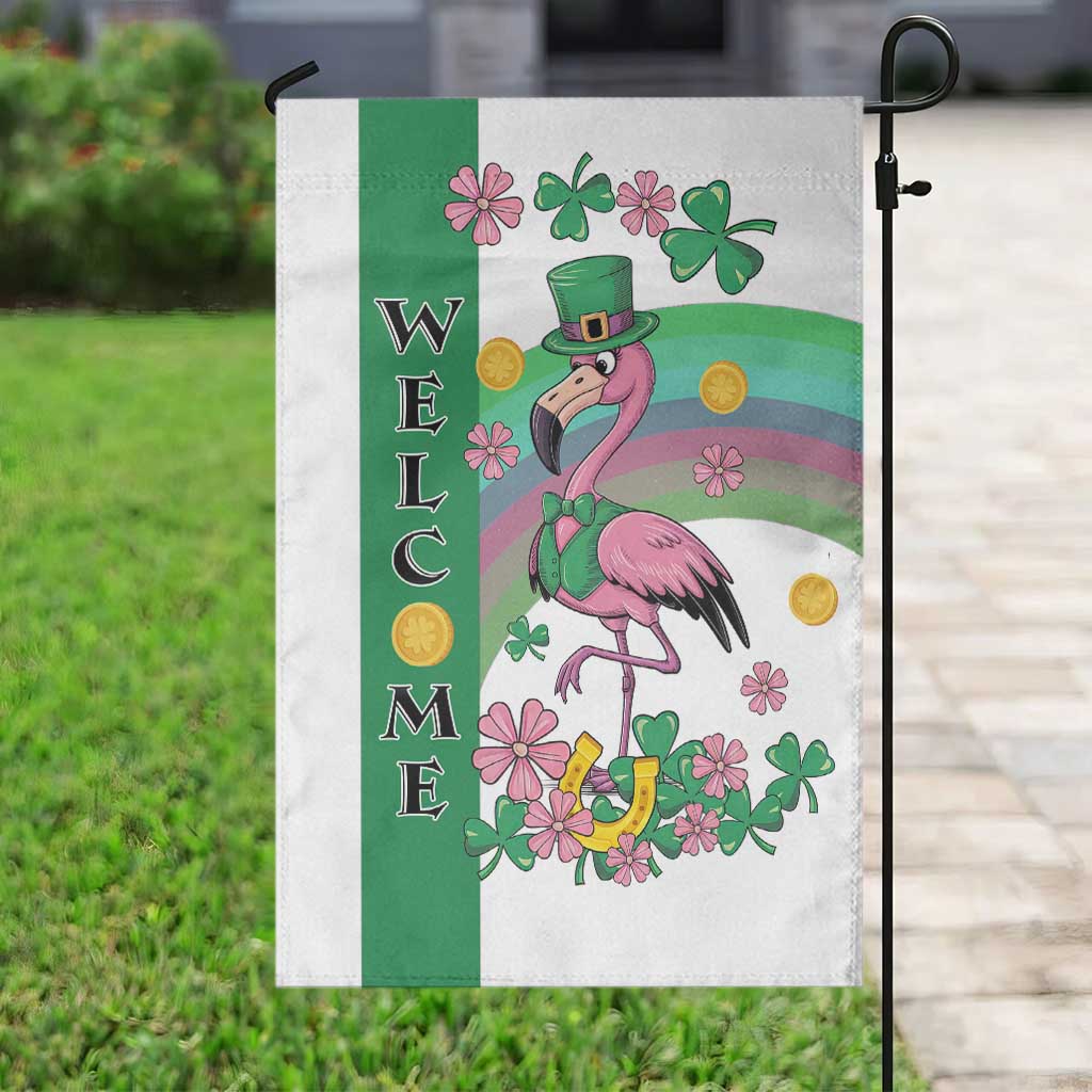 St Patricks Day Flamingo Welcome Garden Flag Lucky Shamrock Leprechaun TS02 Print Your Wear