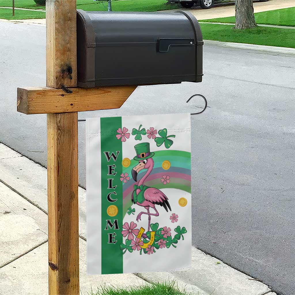 St Patricks Day Flamingo Welcome Garden Flag Lucky Shamrock Leprechaun TS02 Print Your Wear