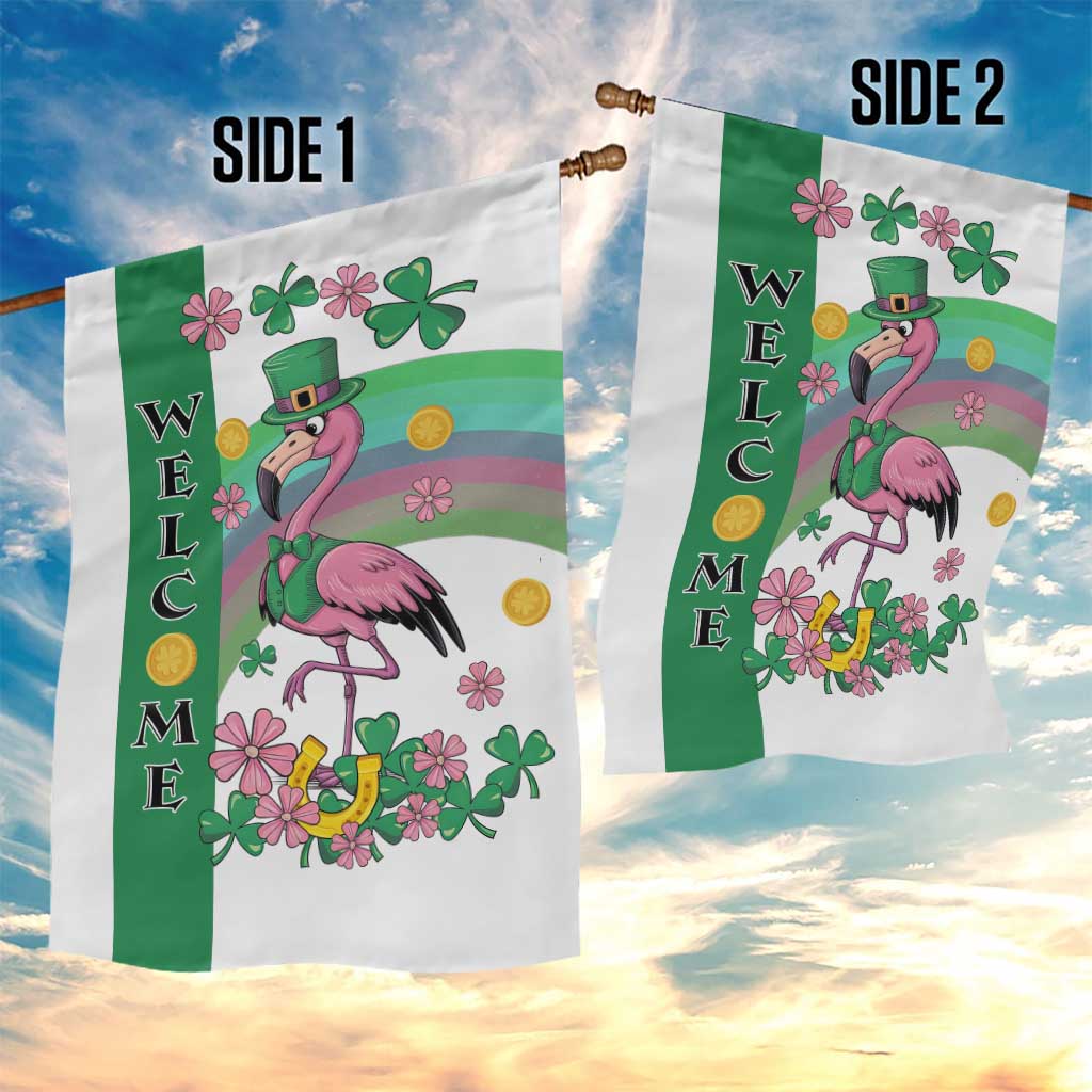 St Patricks Day Flamingo Welcome Garden Flag Lucky Shamrock Leprechaun TS02 Print Your Wear