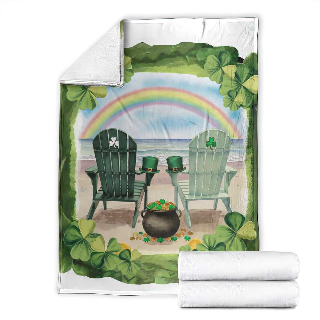 Lucky Shamrocks Beach Vibe Throw Blanket TS02 White Print Your Wear