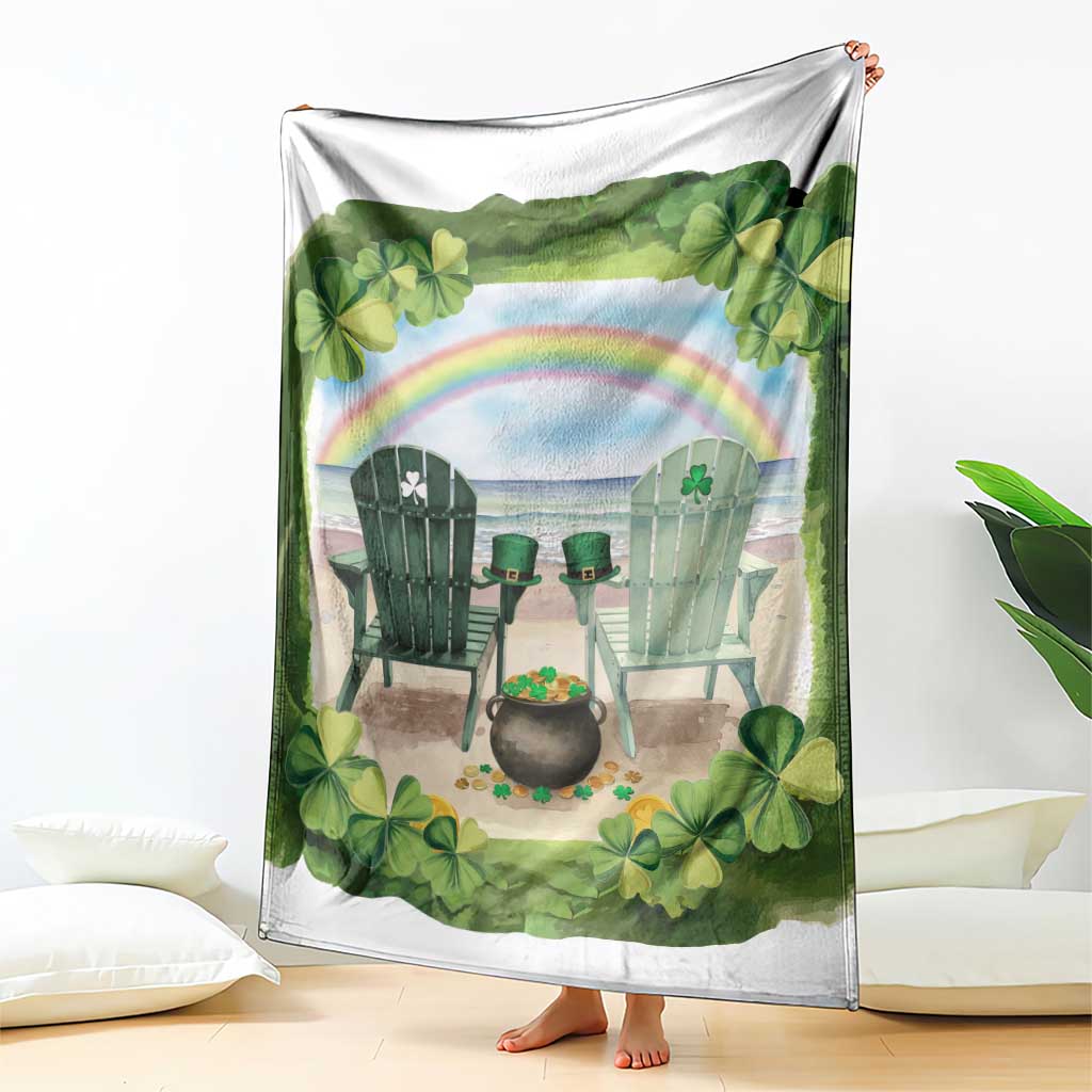 Lucky Shamrocks Beach Vibe Throw Blanket TS02 Print Your Wear