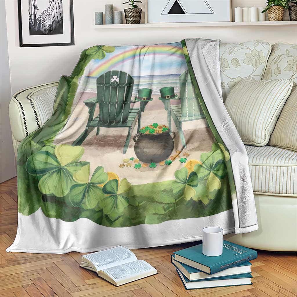 Lucky Shamrocks Beach Vibe Throw Blanket TS02 Print Your Wear