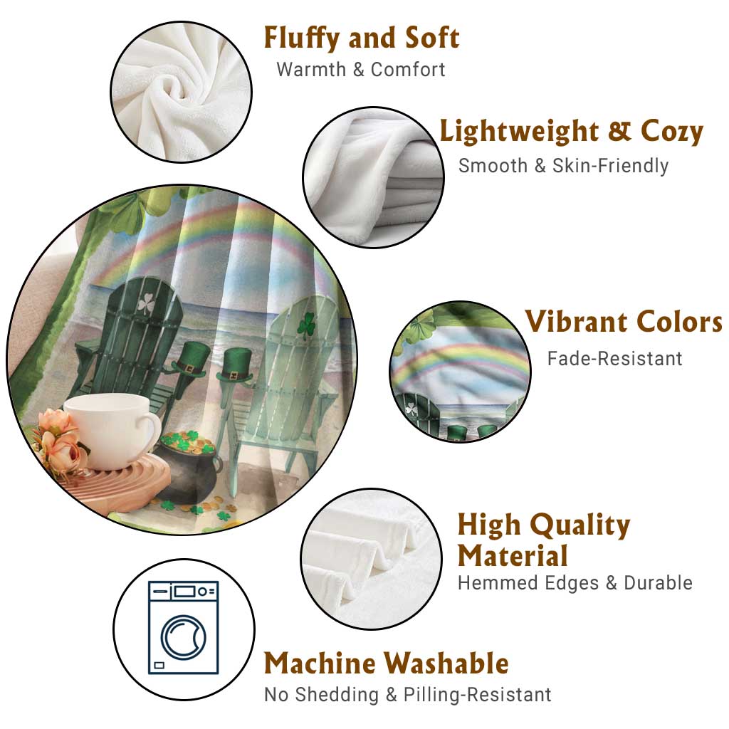 Lucky Shamrocks Beach Vibe Throw Blanket TS02 Print Your Wear